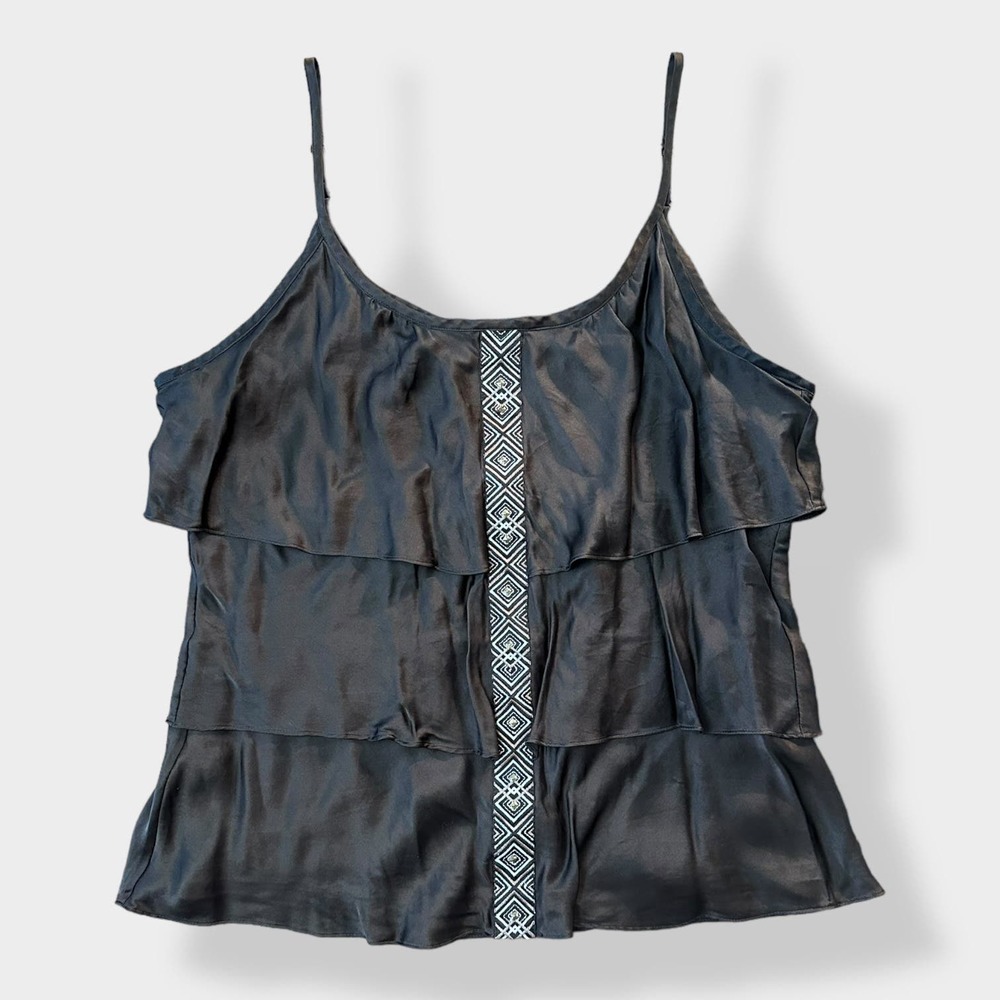 White House Black Market‎ Silk y2k tiered Ruffled top Size XL